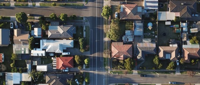 aerial view of neighborhood houses